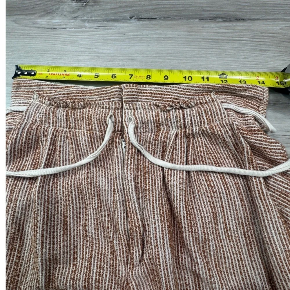 Free People Light At Sunrise‎ Pants High Rise Brown Striped Boho Lounge Size 4
